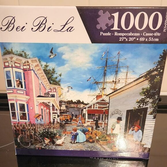 SEAPORT VILLAGE 1000 Piece JIGSAW PUZZLE, ADULT & TEENS DIFFICULT LANDSCAPE NEW - Picture 2 of 4